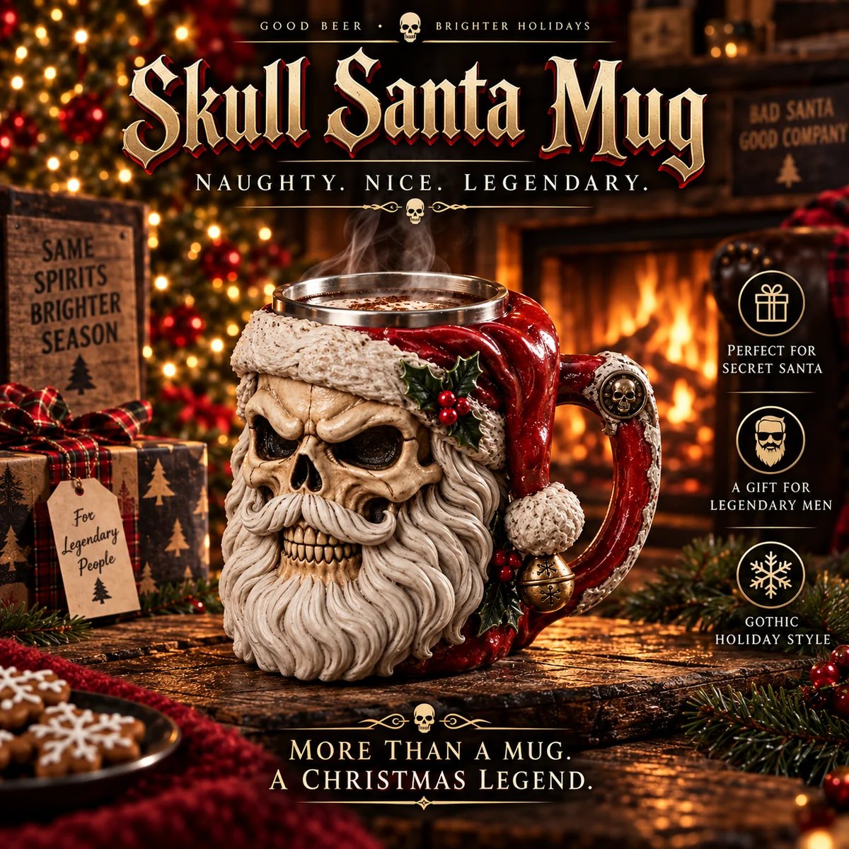 Skull Santa Mug Christmas display