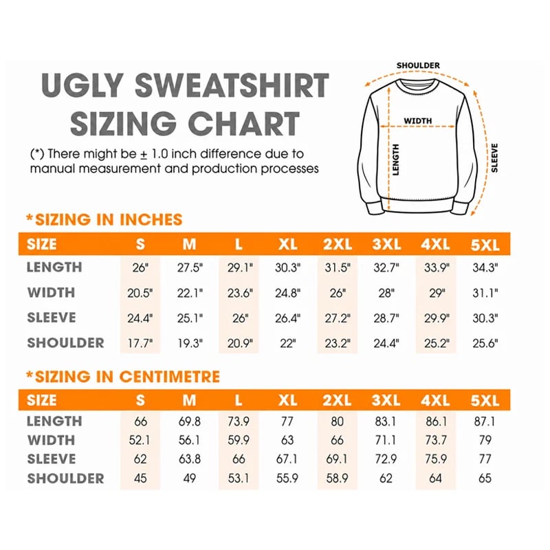 Christmas Long Sleeve Shirt Size Chart