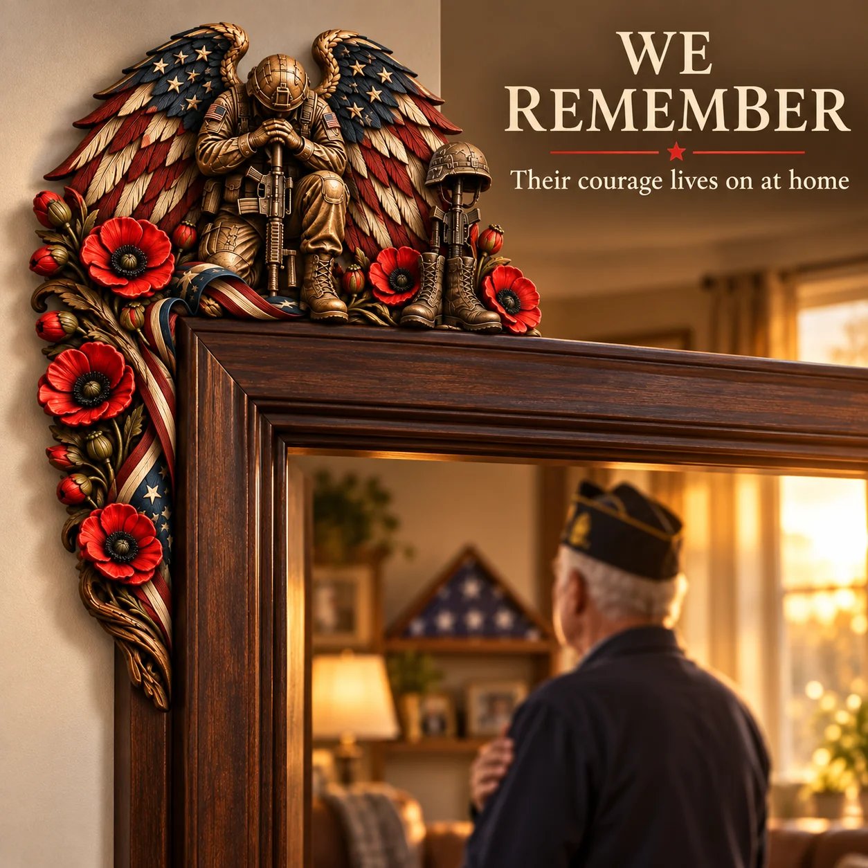 Patriotic American Flag and Veteran Door Frame Corner Decor