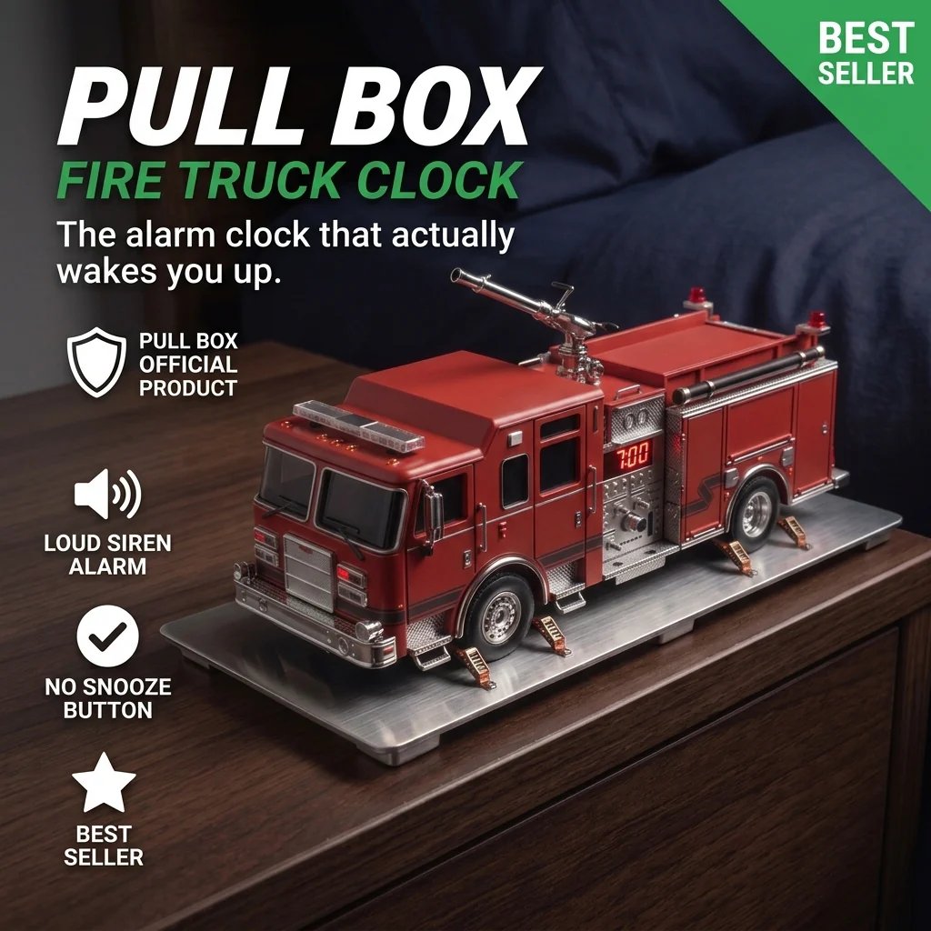 Fire truck alarm clock with red emergency vehicle design
