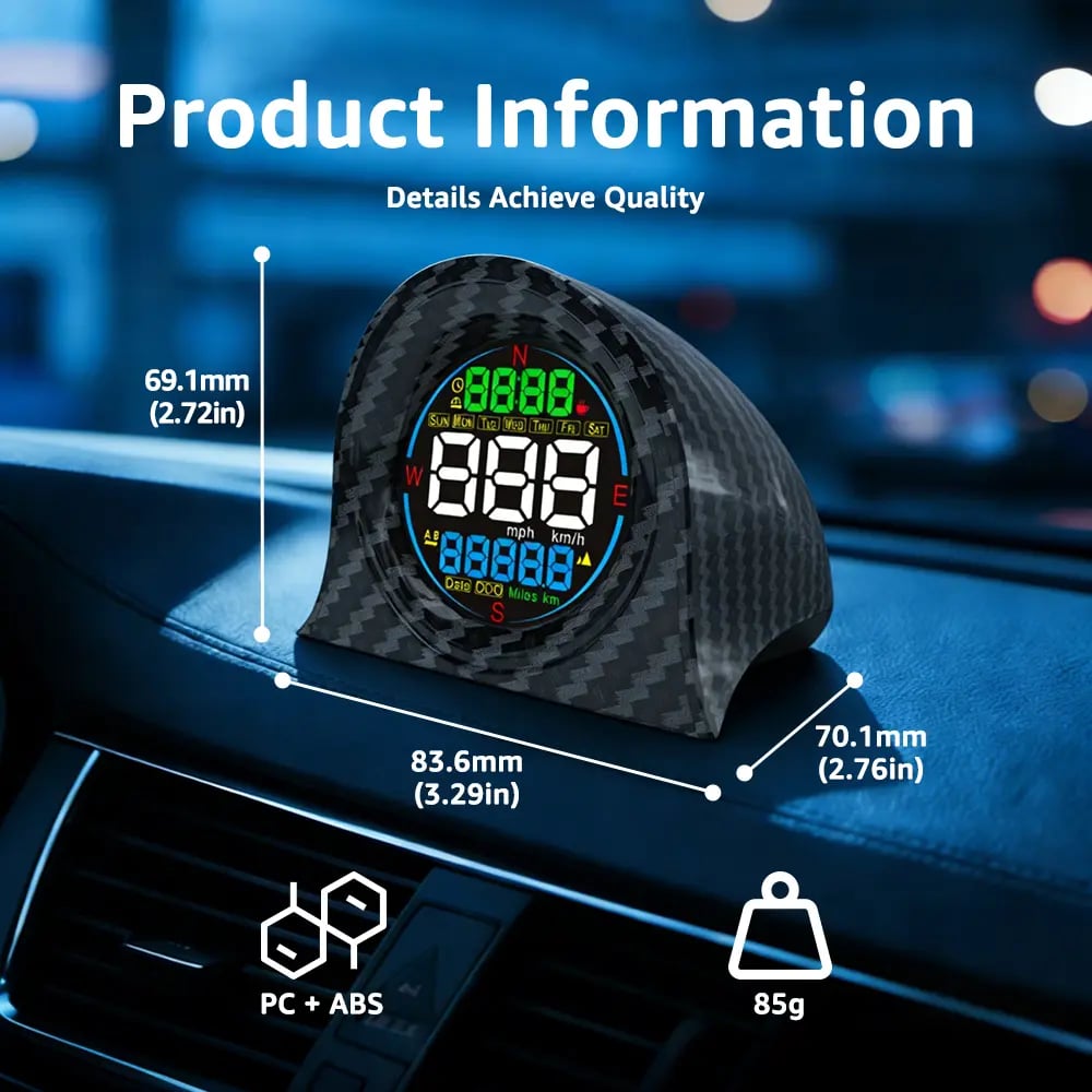 KUOWEIHUD 2026 F2 Car Heads-Up Display - Digital Dual-GPS Speedometer with GPS Tracking, High Refresh, Metal Shading, USB Power Cable, Plug-and-Play, Automatic Brightness Adjustment, Large Font Display, Cool Car Stuff,summervibes outdoorfun