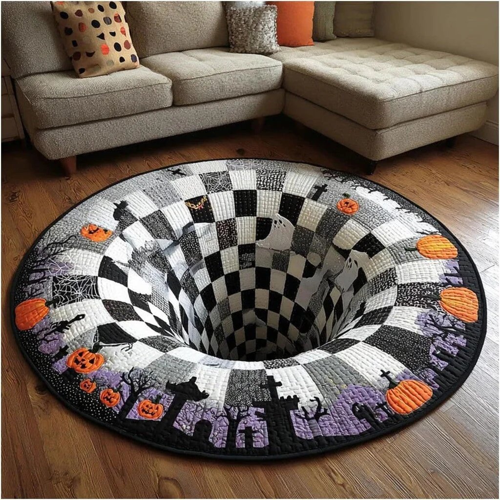 Halloween pumpkin style 3D round rug