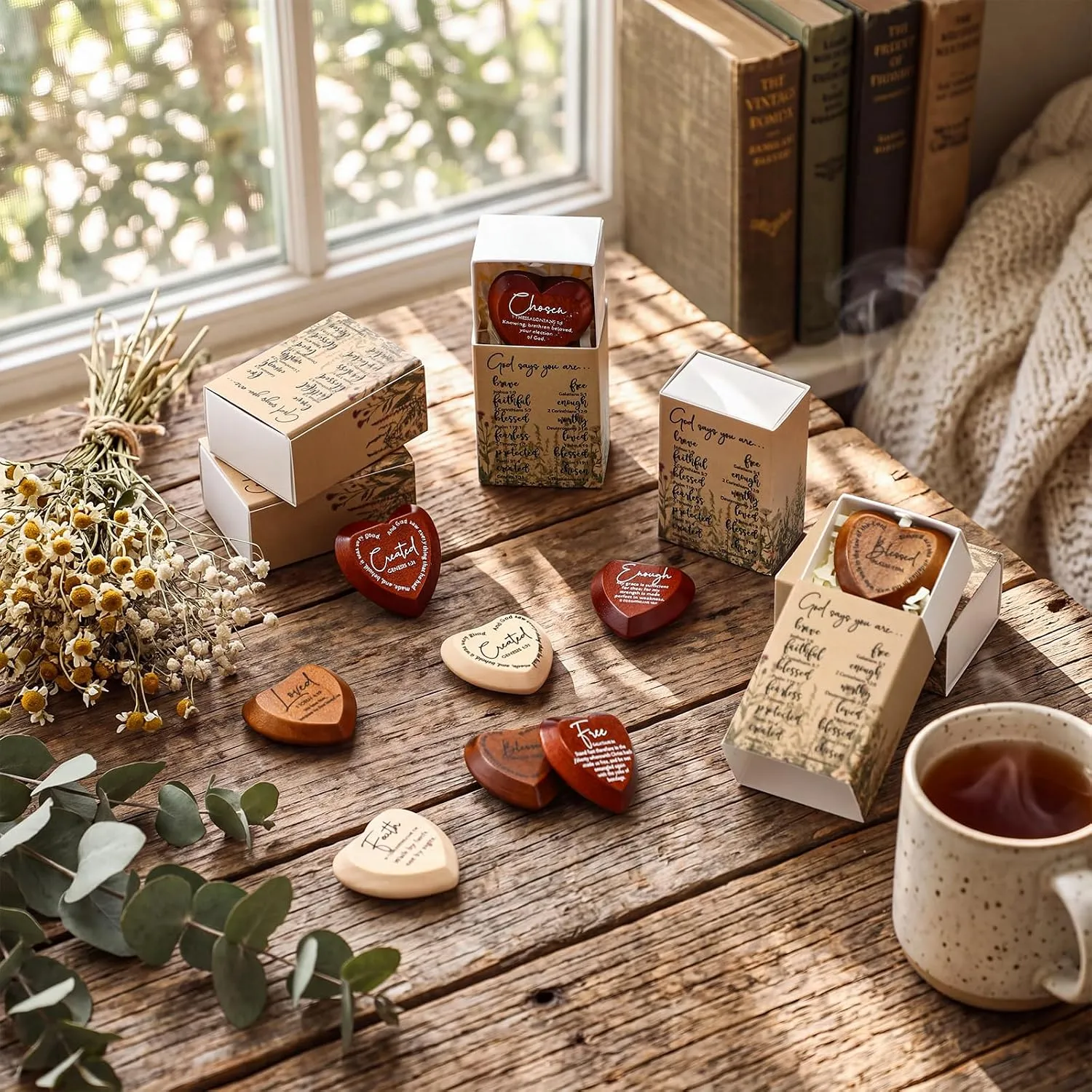 Individually shareable wooden encouragement heart gifts