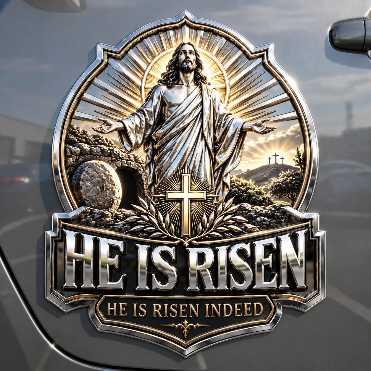 He Is Risen He Is Risen Indeed Christian emblem