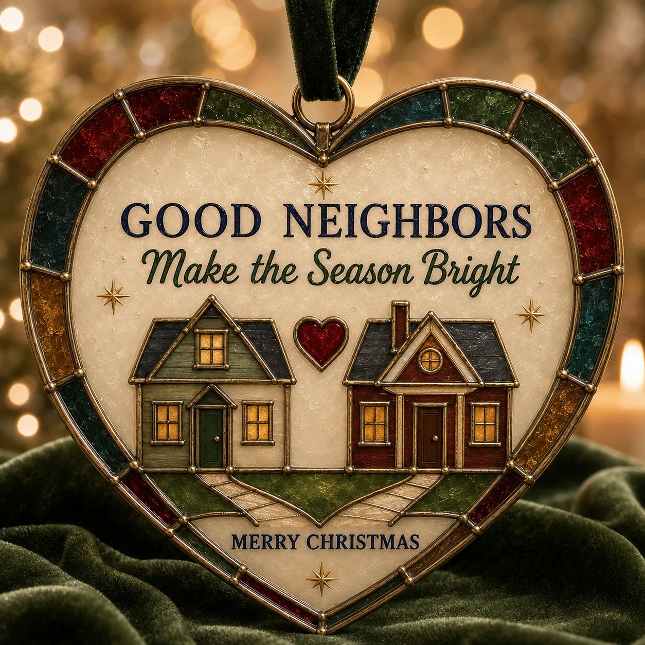 Seven Christmas heart ornament styles