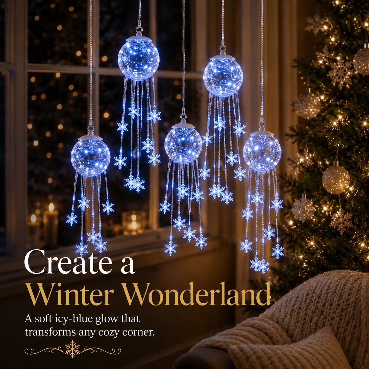 Icy Glow Hanging Ornament crystal and snowflake details