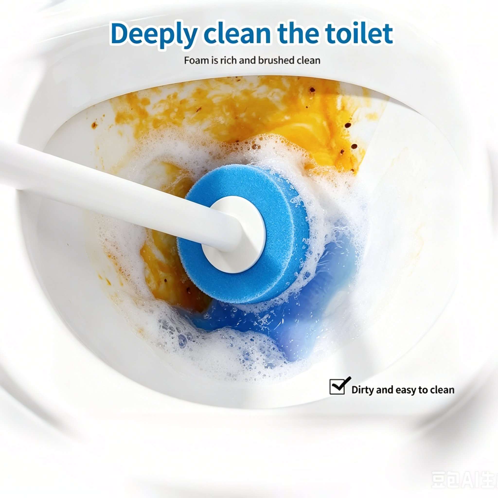 Foaming disposable toilet brush sponge head