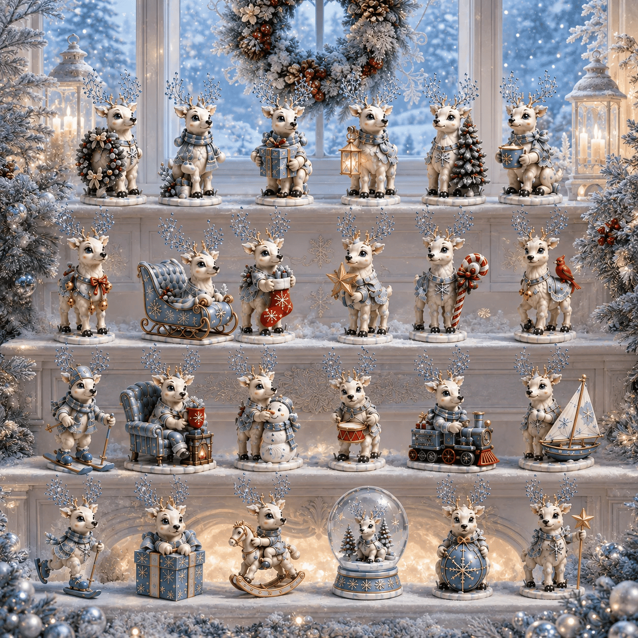 Reindeer ornaments on Christmas tree