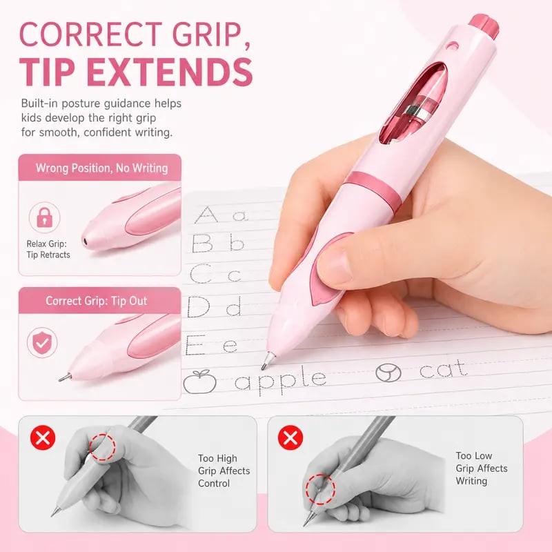 Correct way to hold the three-point ergonomic writing aid pencil