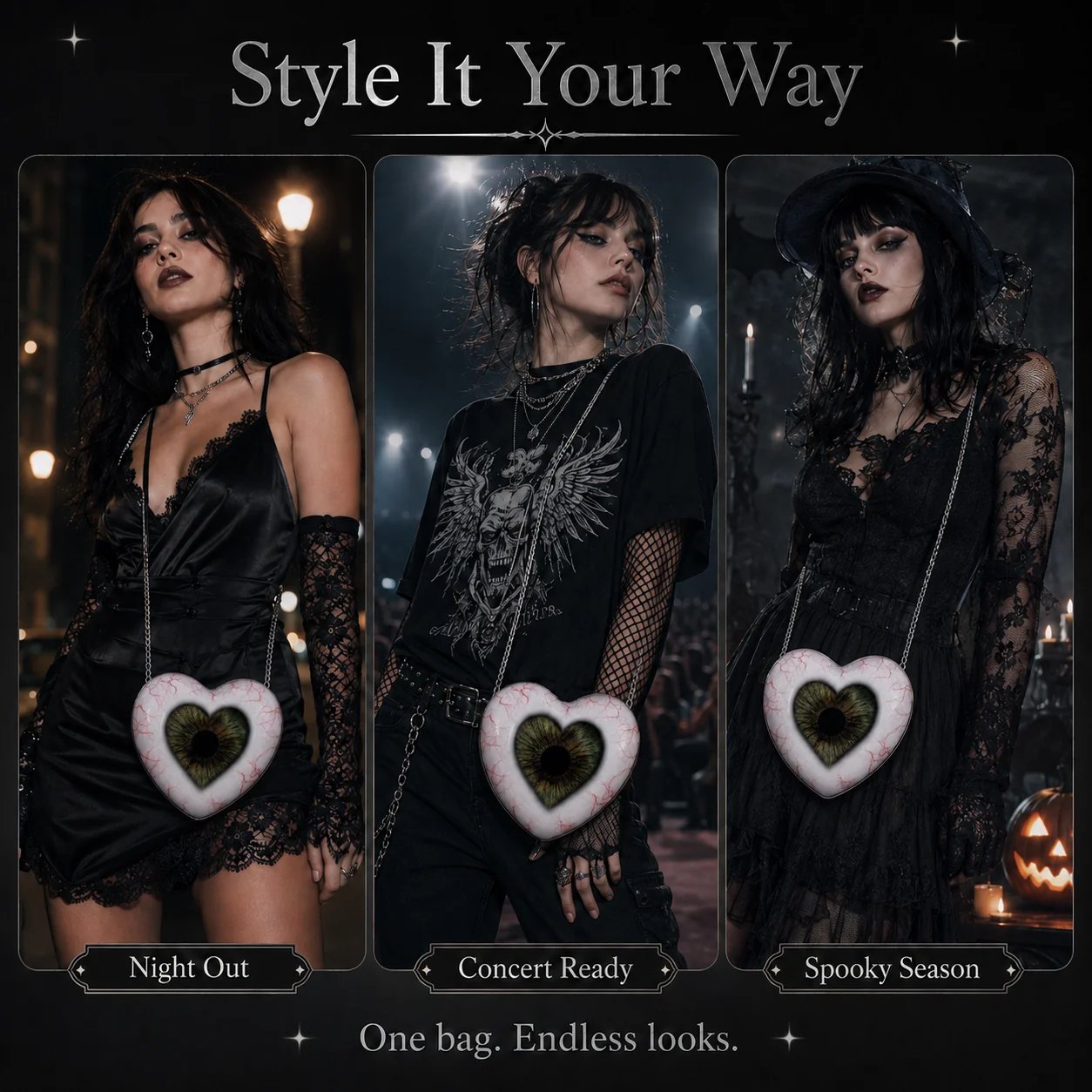 Alternative fashion crossbody bag