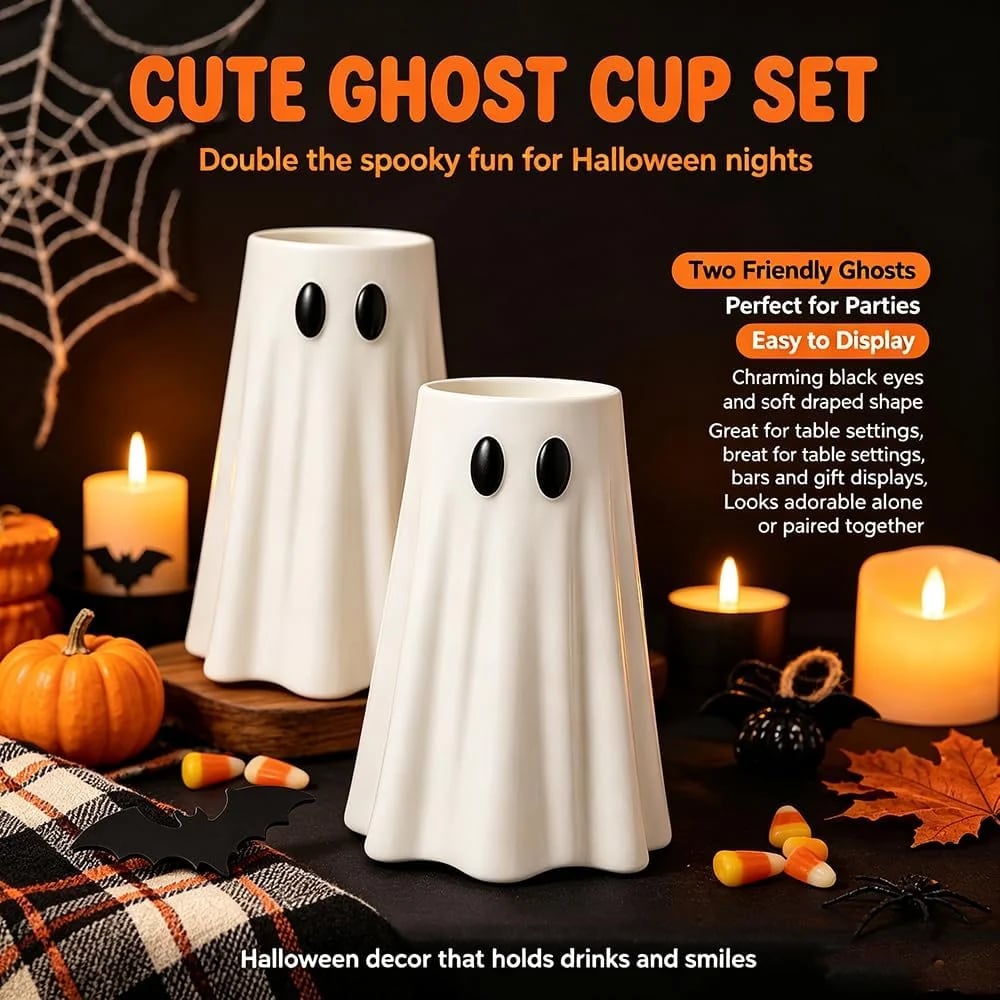 Cute ghost cup Halloween tabletop styling