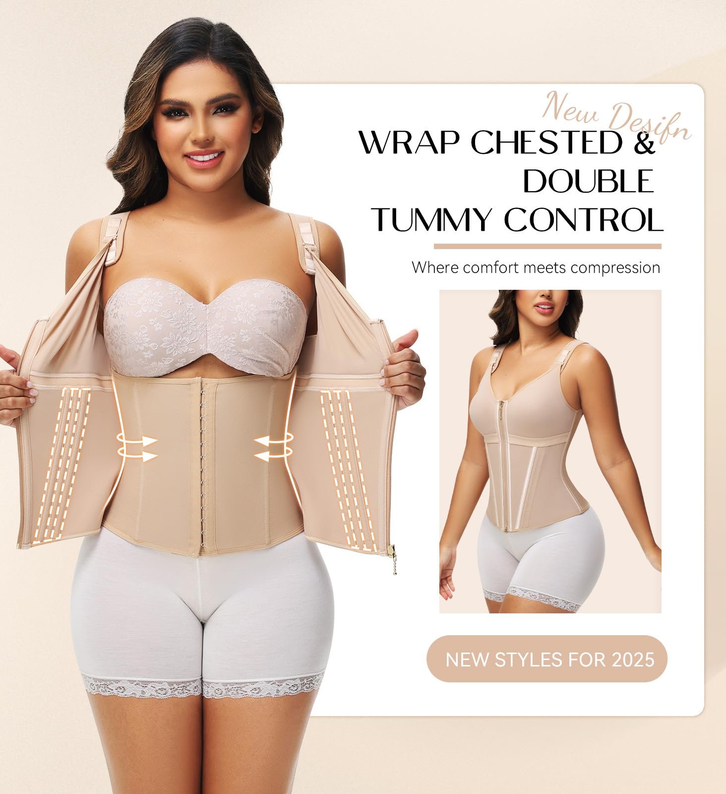 SHAPSHE Waist Shapewear for Women with Bra Tummy Control Girdle Workout Shapewear with Adjustable Shoulder Strap