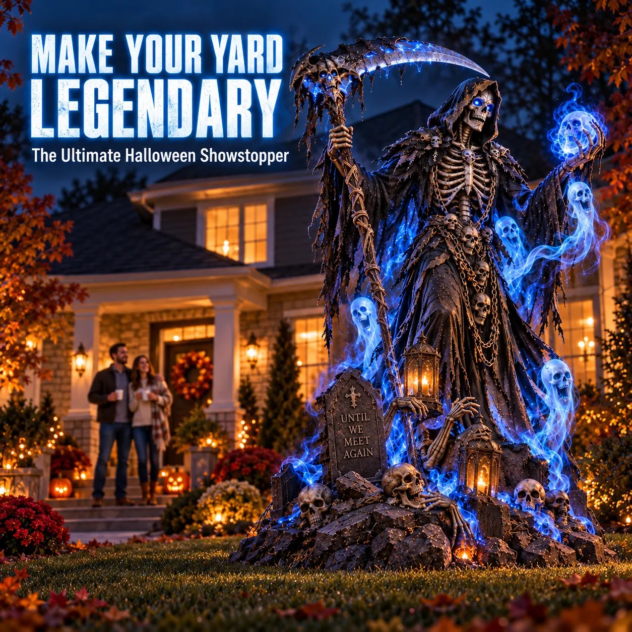 Concept view of a Grim Reaper Halloween yard centerpiece