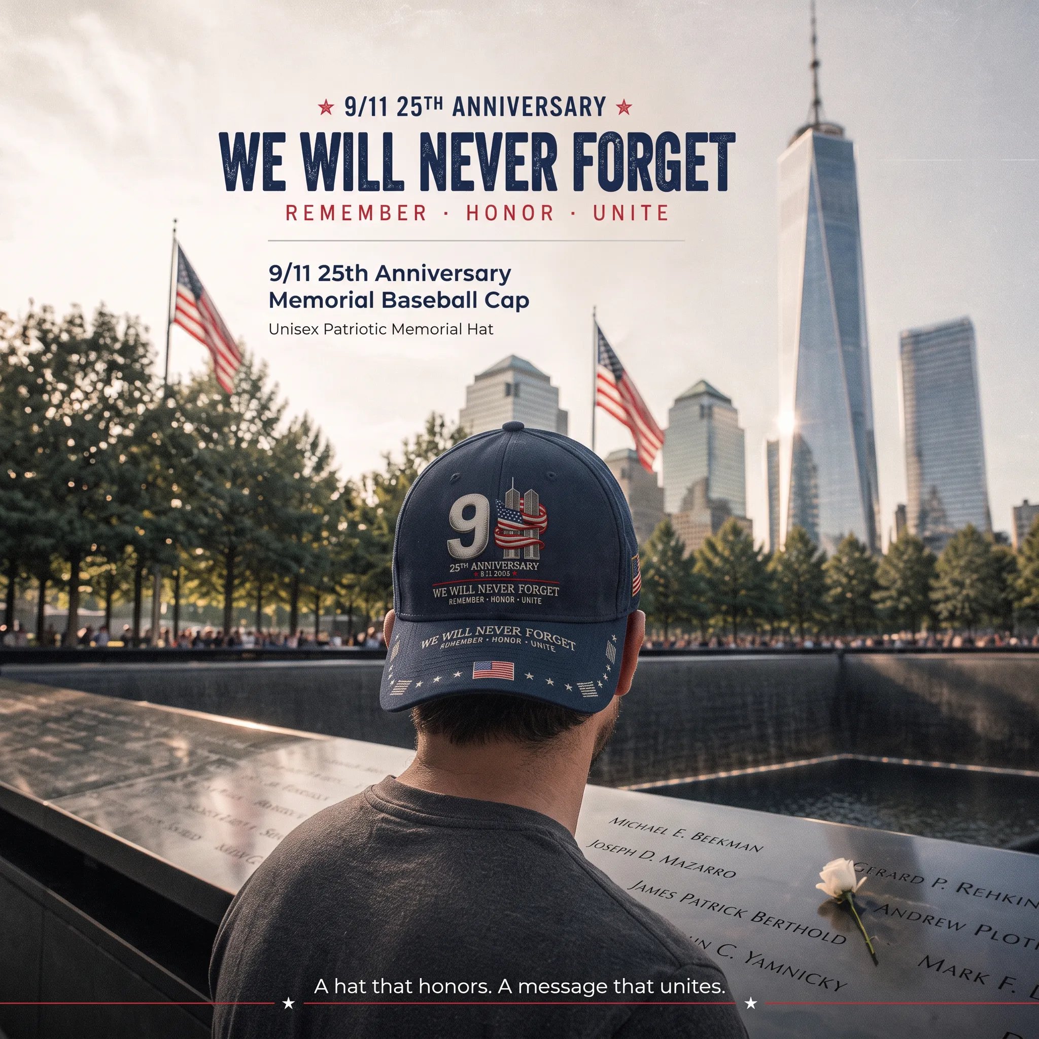 September 11 memorial cap detail