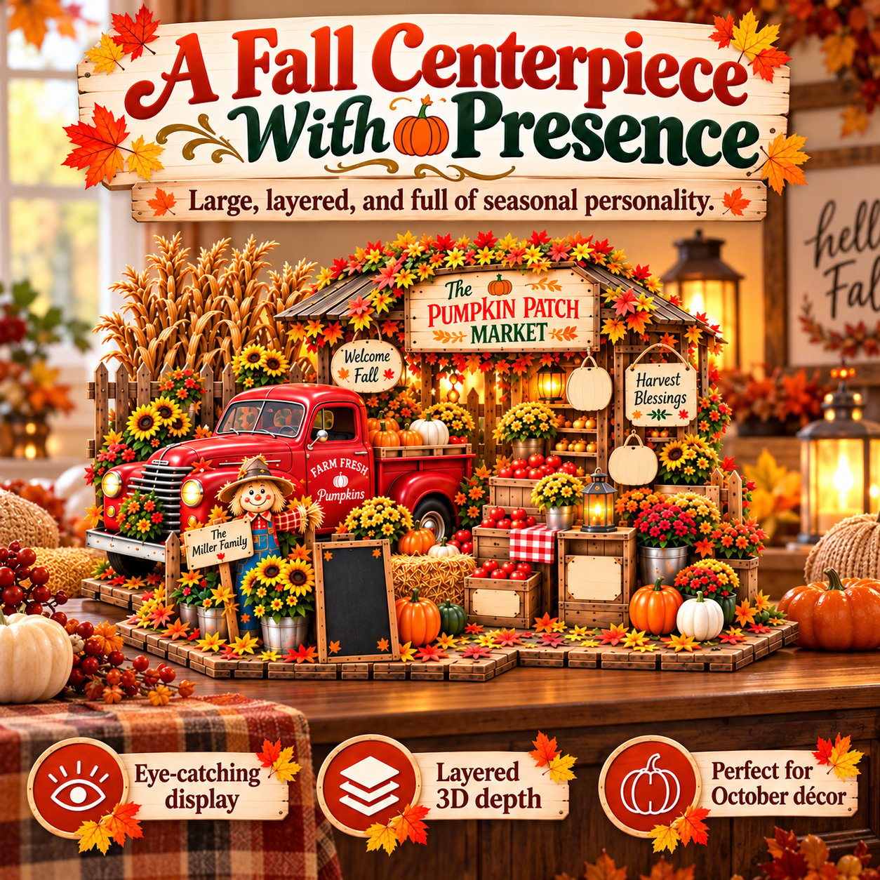 3D fall market craft kit detail