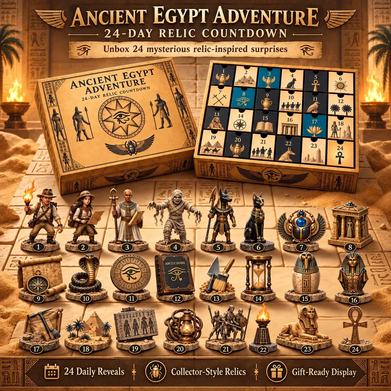 Ancient Egypt Adventure 24-Day Relic Countdown with 24 mini collectibles