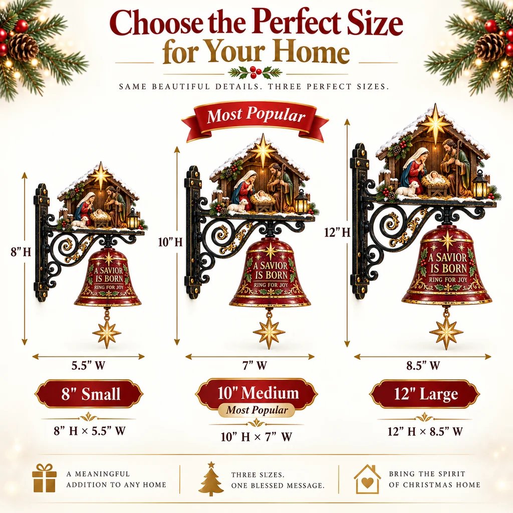 Jesus Nativity Christmas Door Bell sizes