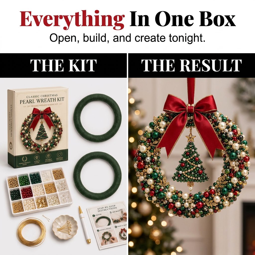 Complete DIY Christmas wreath kit contents