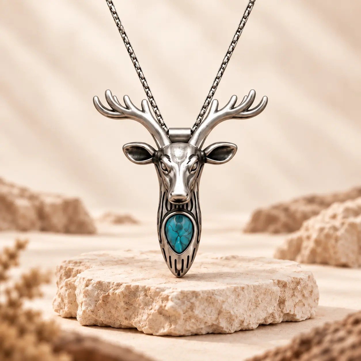 Turquoise Deer western pendant