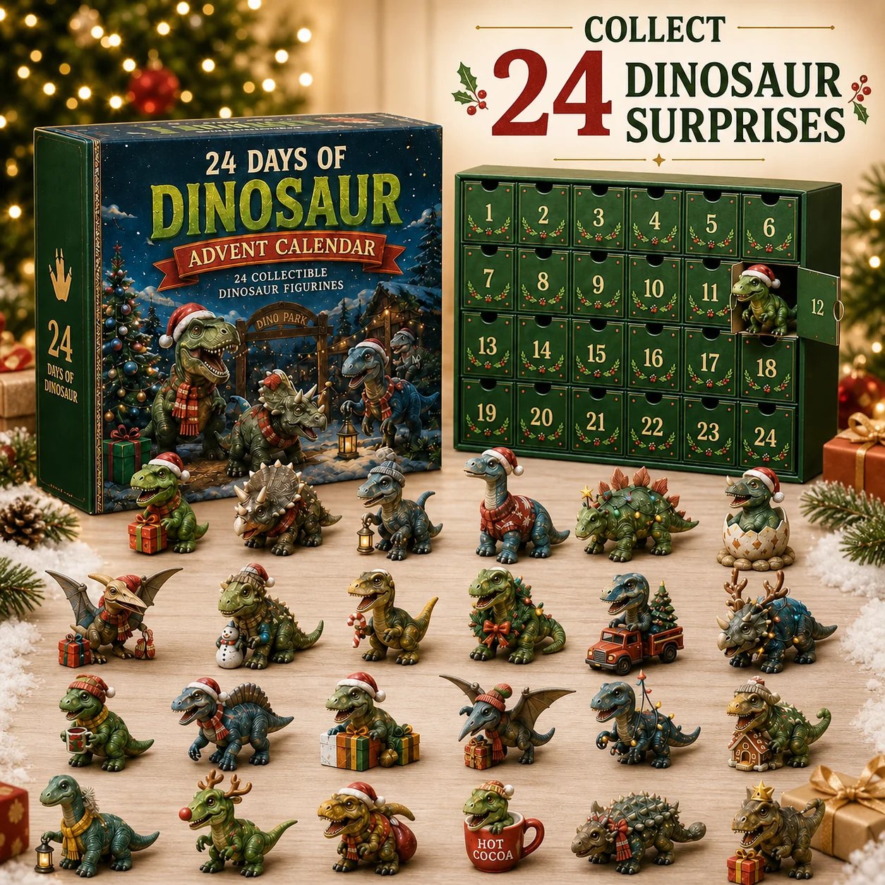 24 dinosaur Christmas surprises