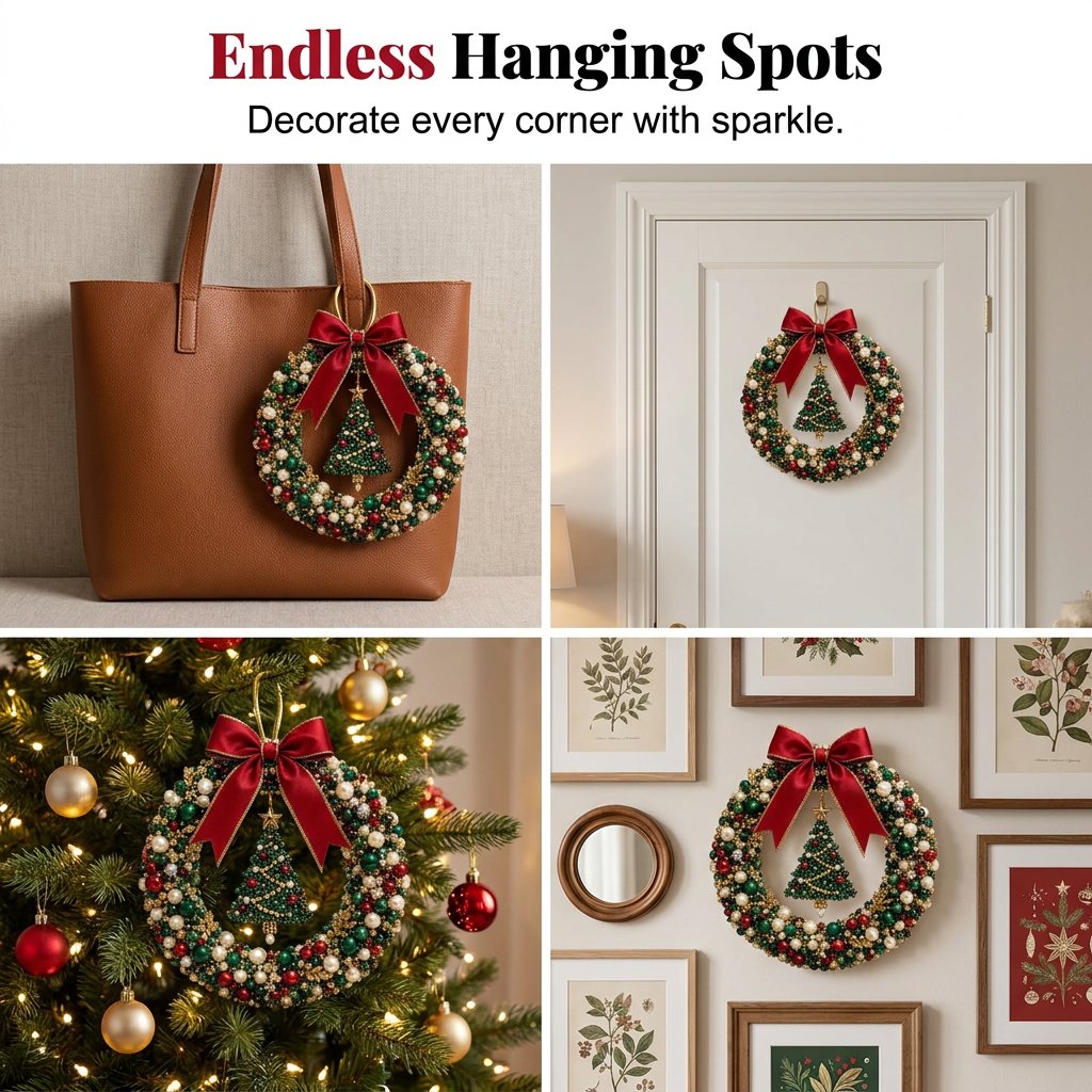 Mini Christmas wreath displayed in different locations
