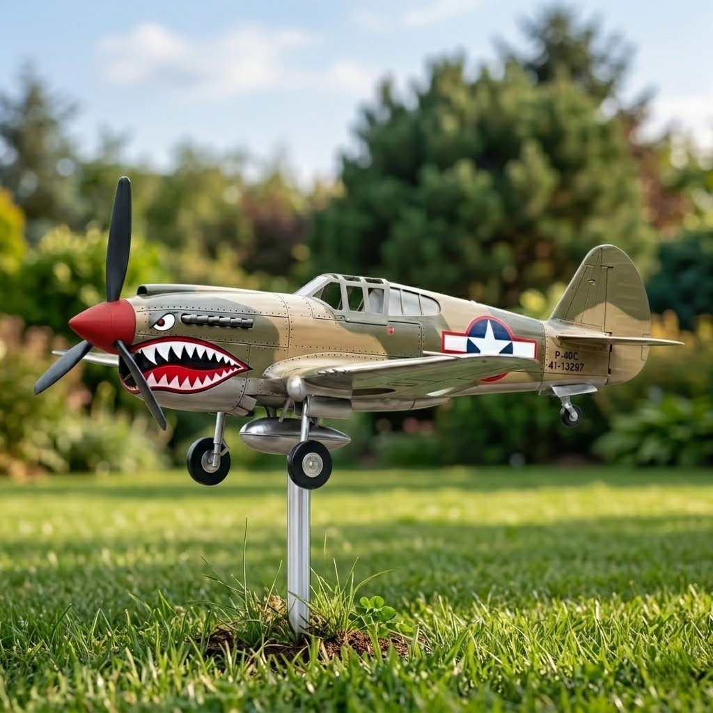 Shark Mouth Warplane Garden Wind Spinner Shark Mouth Warplane Garden Wind Spinner