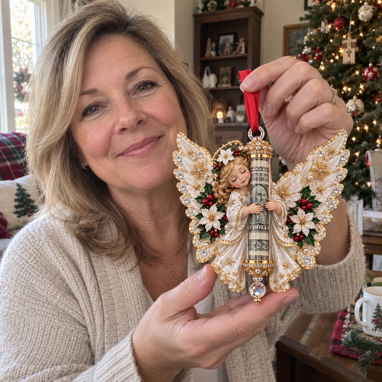 Illustrative scene featuring the Christmas Angel