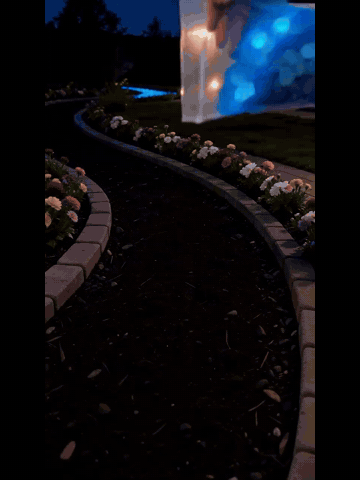 Deep blue decorative pebbles glowing after light exposure