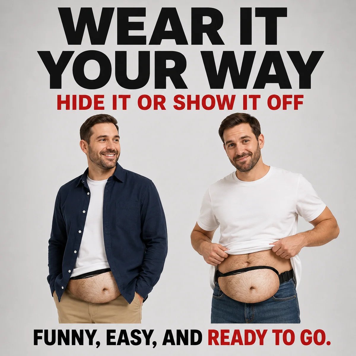 Wear realistic belly fanny pack hidden or visible