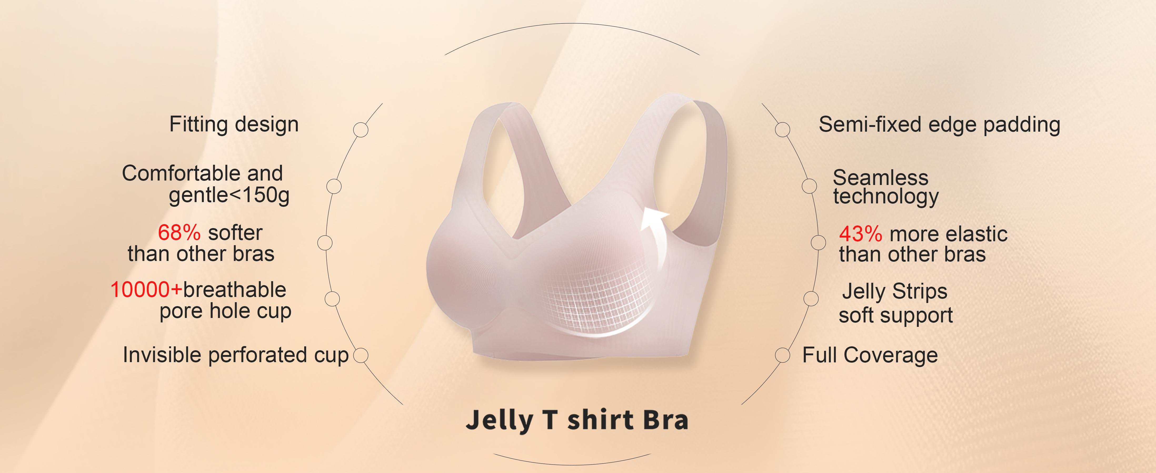 Holiday Special - Soft Intention Women's Seamless Red Bra Wireless Soft Bralette Full Coverage Push Up T-shirt Comfortable Everyday wear- Jelly, Supportive, Sports Bra