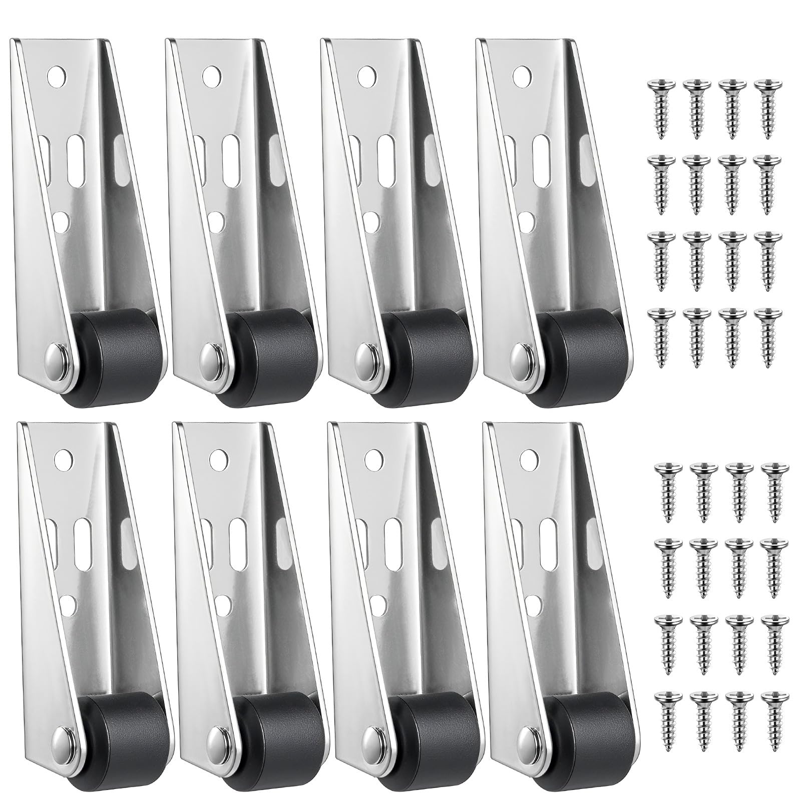 8 Pieces Mini Rigid Caster Wheels and Mounting Screws Pack