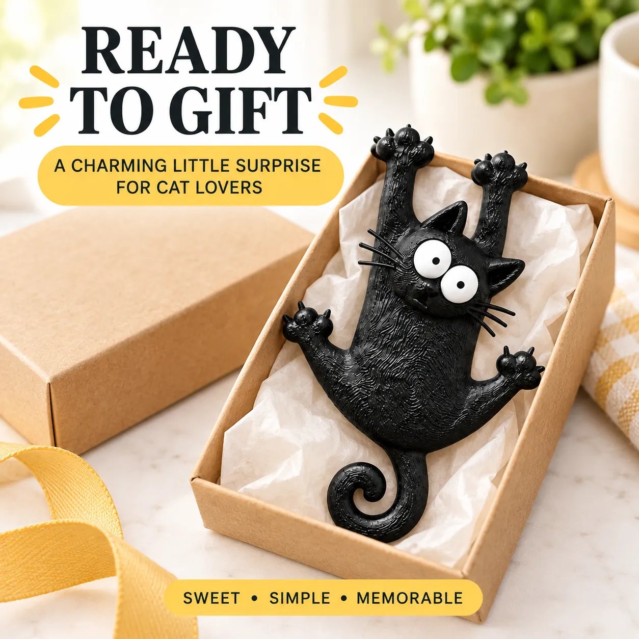 Black cat magnet features