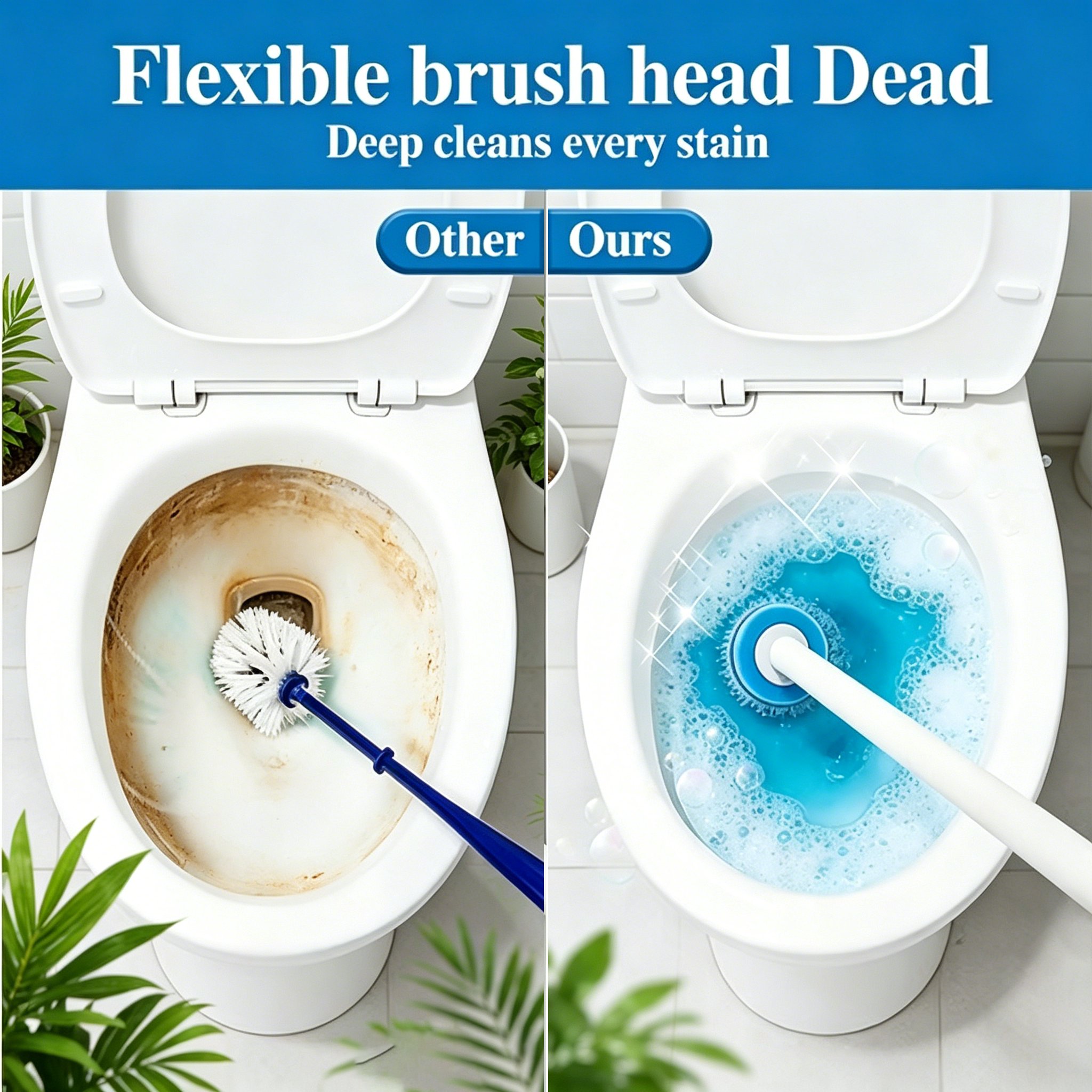 Disposable toilet brush deep cleaning under rim