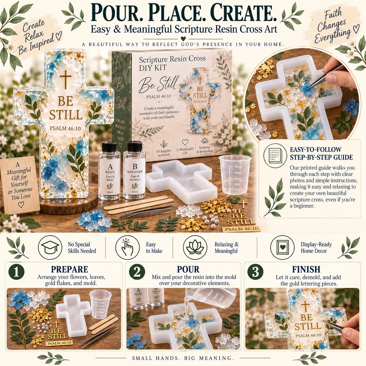 Botanical Resin Cross Details