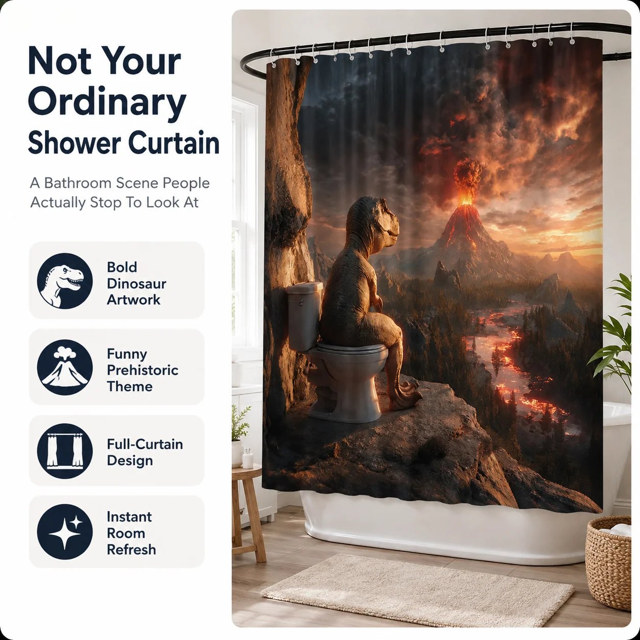 Not your ordinary dinosaur shower curtain