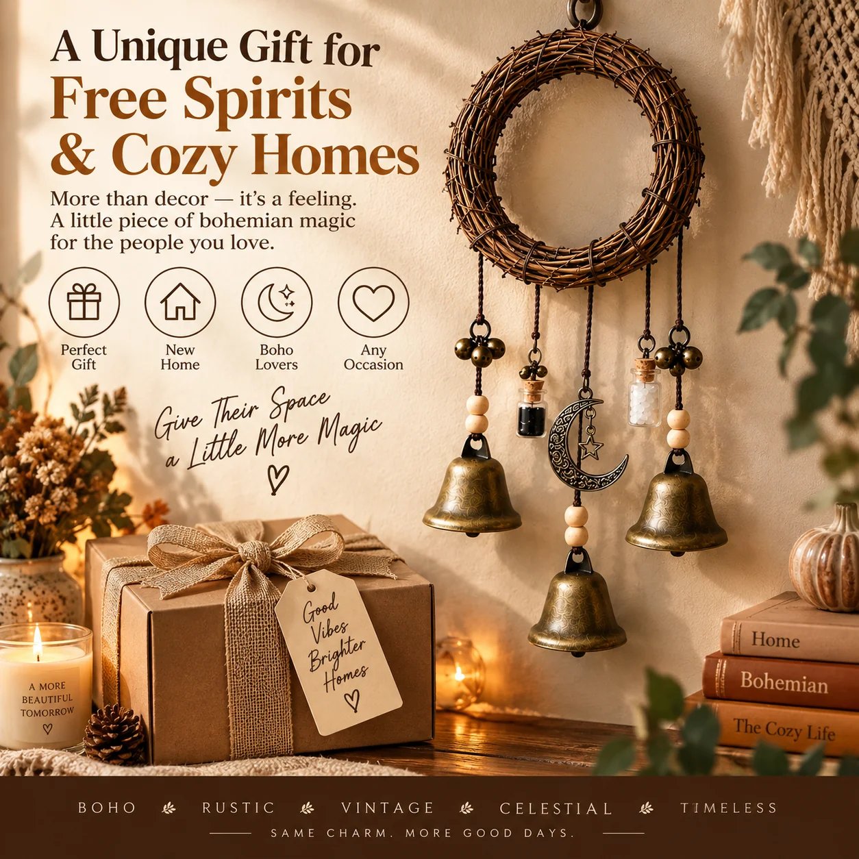 Boho bell gift presentation