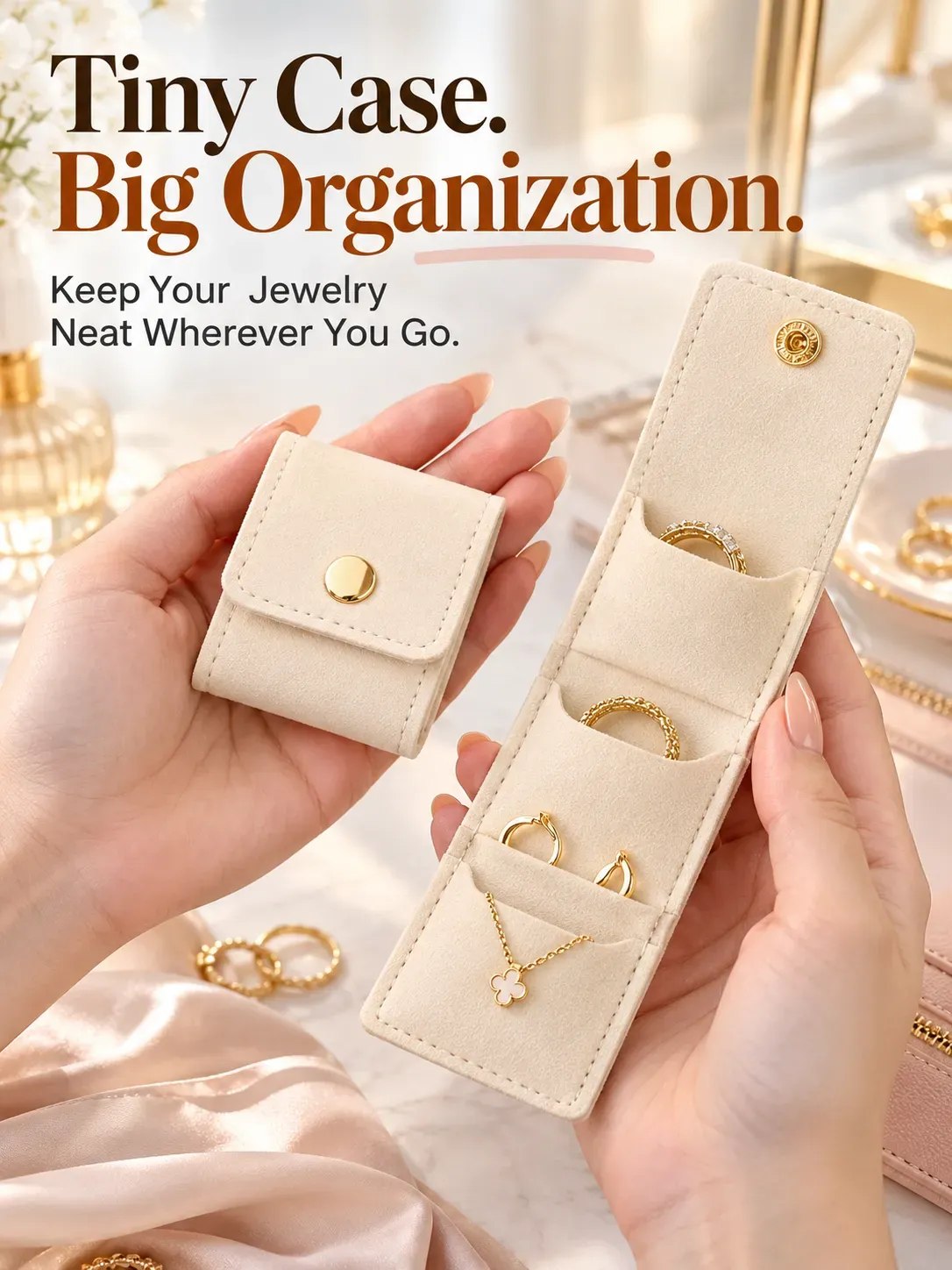 Compact travel jewelry organizer