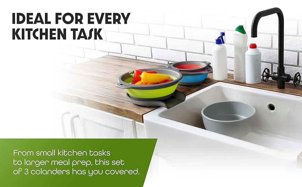 from small kitchen tasks to lager meal prep this set of 3 colanders has you covered