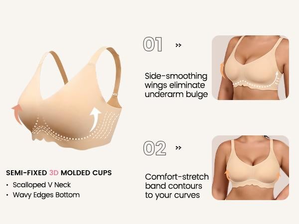 As Fairy Bras for Women Seamless Wireless Everyday Bra Comfortable Push Up Womenswear Full Coverage No Underwire Supportive Bra