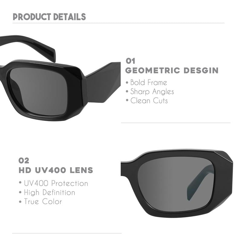 Trendy Retro Rectangle Sunglasses for Women & Men - Vintage 90’s Square Frame Shades - Stylish UV Protection for Every Occasion - Perfect for Summer