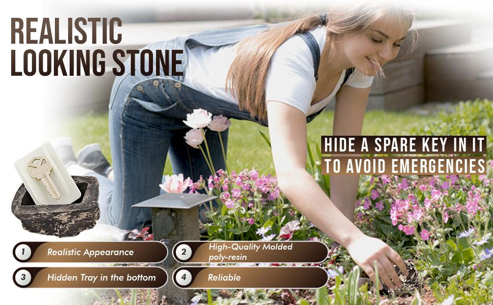 Realistic looking hide a spare key stone