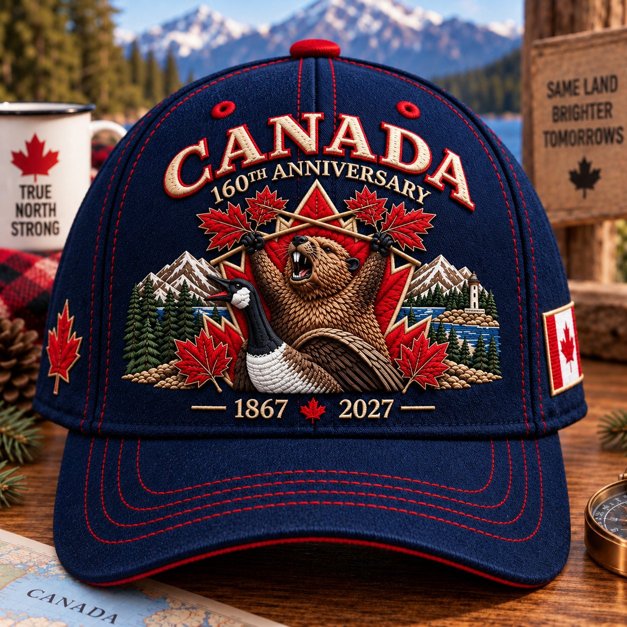 Canada embroidered cap wildlife details