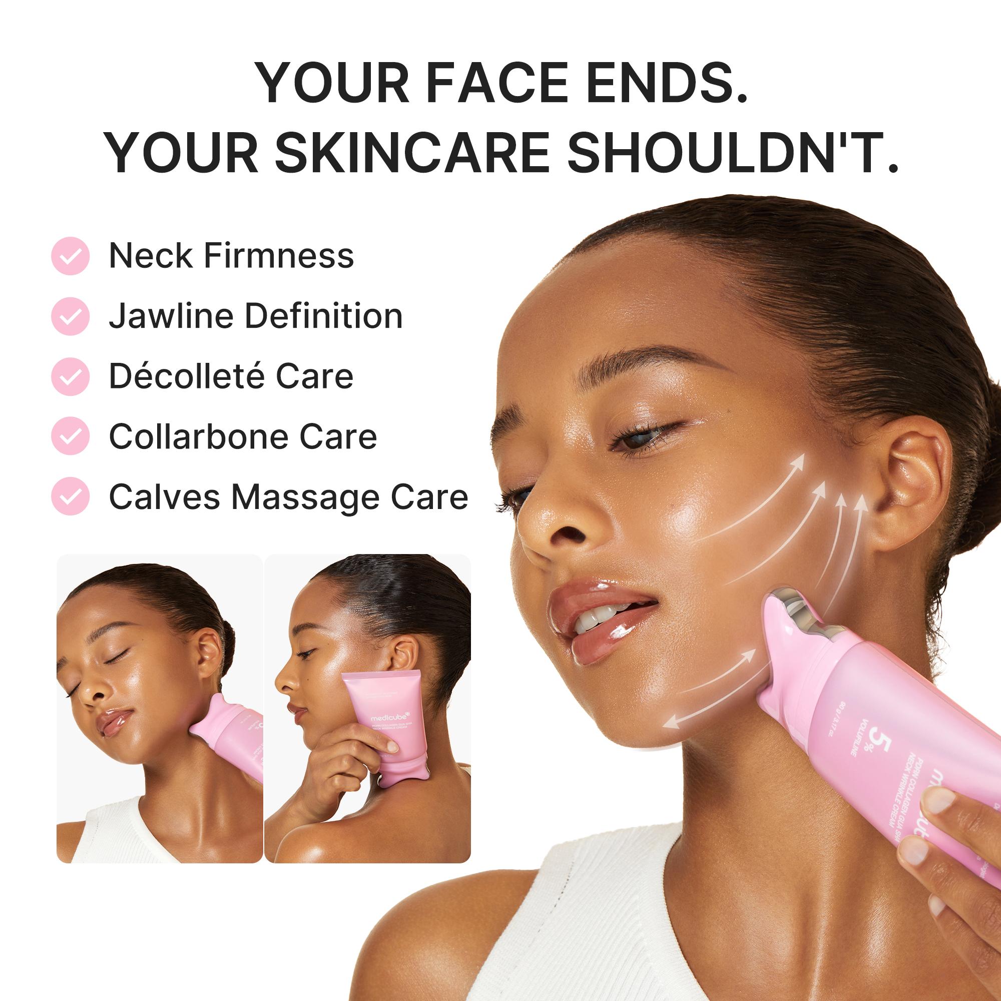 [NEW] [medicube] PDRN Collagen Gua Sha Neck Wrinkle Cream | Built-In Gua Sha Massager with Volufiline 5% + PDRN | Firming, Contour Care for the Look of Fine Lines, Jawline, Neck, Décolleté | Massage Cream | Korean Skincare