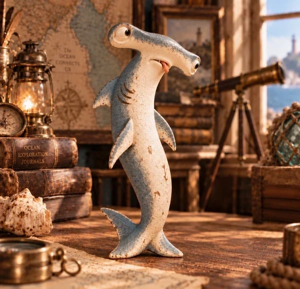 Tall goofy shark figurine