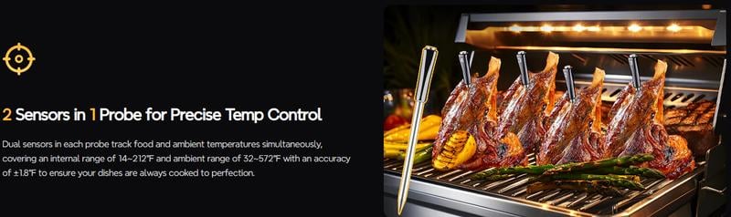 INKBIRD wireless meat thermometer, WIFI&Bluetooth meat thermometer,  suitable for cooking, frying, home cooked dishes, kitchen utensils, Holiday Gifts TikTokShopBlackFriday