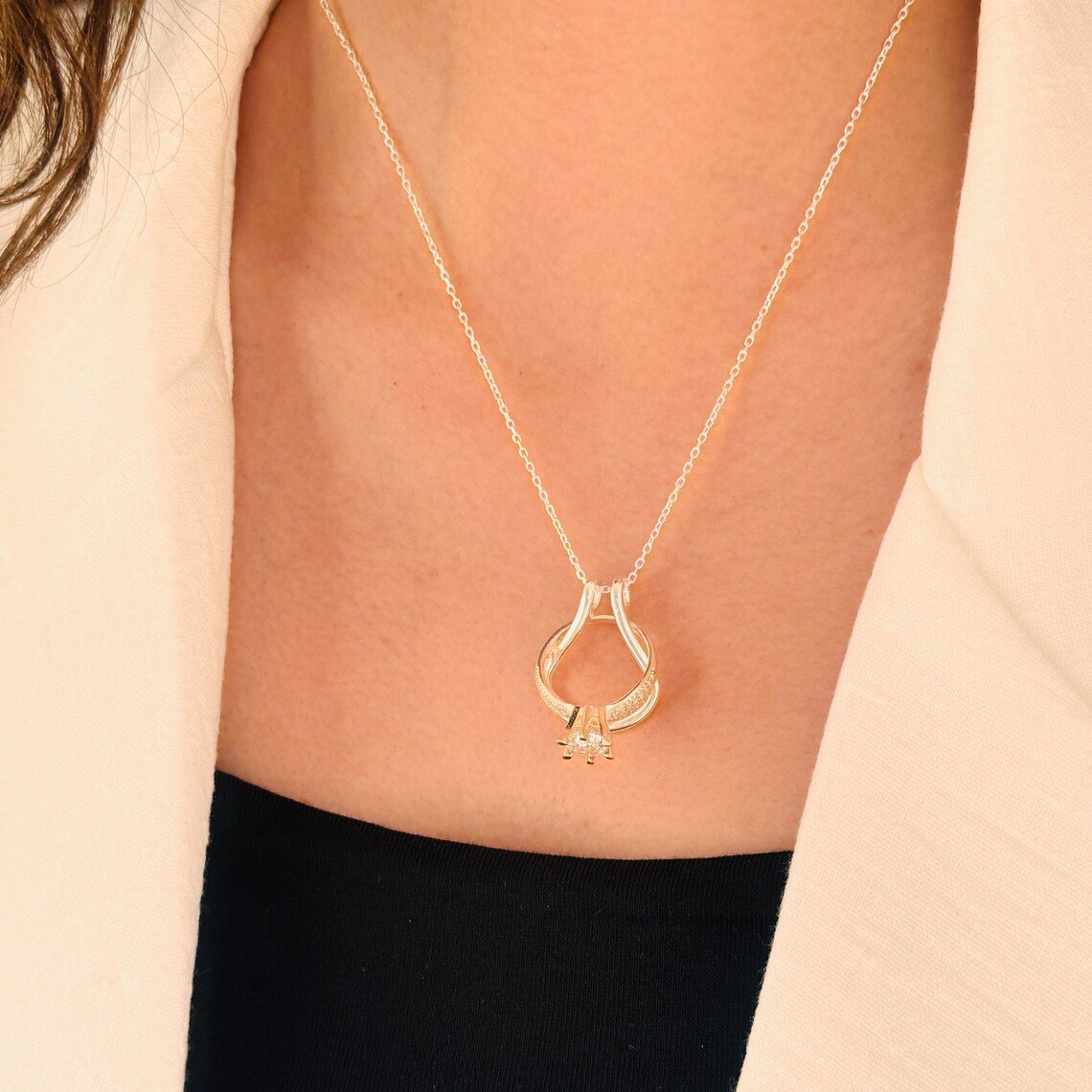 Customer lifestyle image for the ring holder necklace