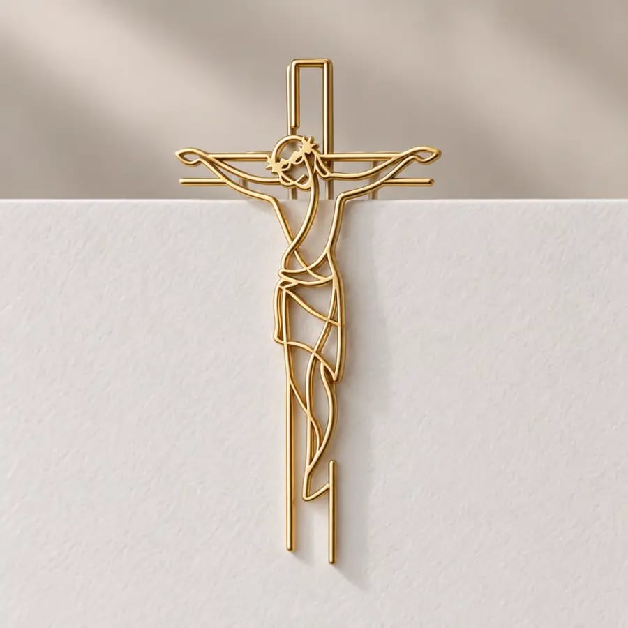 Crucifix gold paper clip