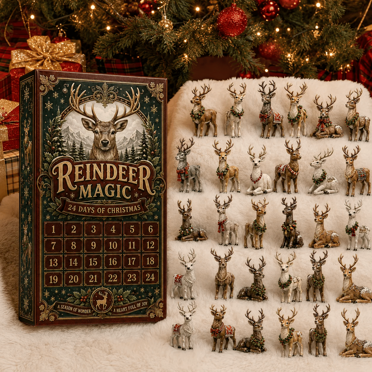 24 collectible reindeer miniatures
