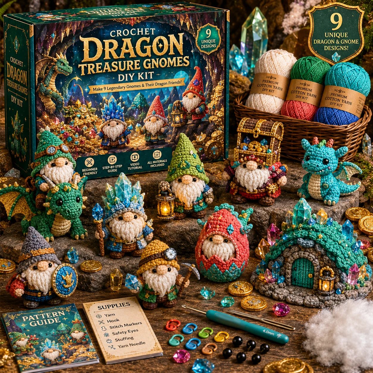 Dragon Treasure Gnomes Crochet DIY Kit