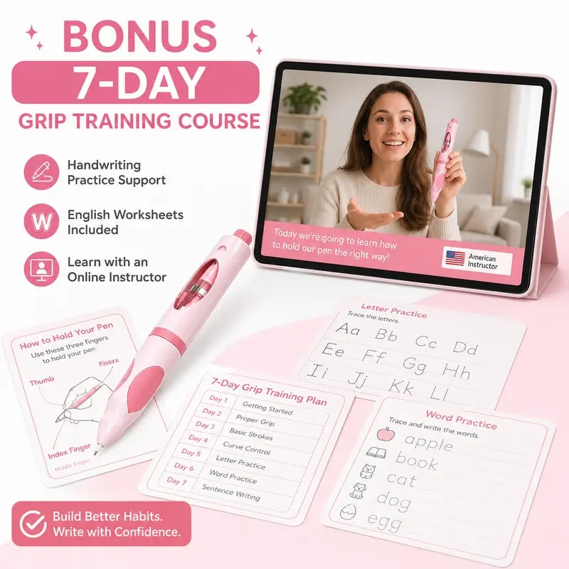 Bonus gift included with ergonomic writing aid pencil set